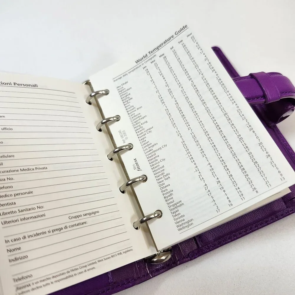 Filofax Mini Bloomsbury Organizer Deluxe Leather Purple Address Book Planner